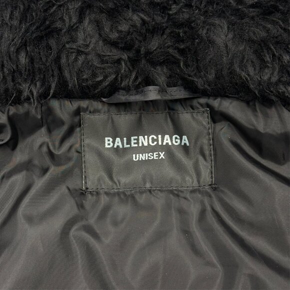 Balenciaga Hooded Bomber Jacket Faux Fur Hood Oversized Zip Blackk Large - Picture 10 of 14